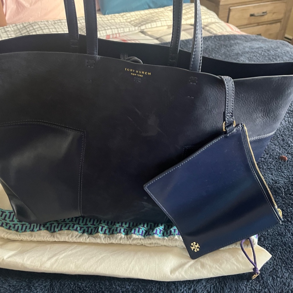 Large Tory Burch Leather & Suede Tote